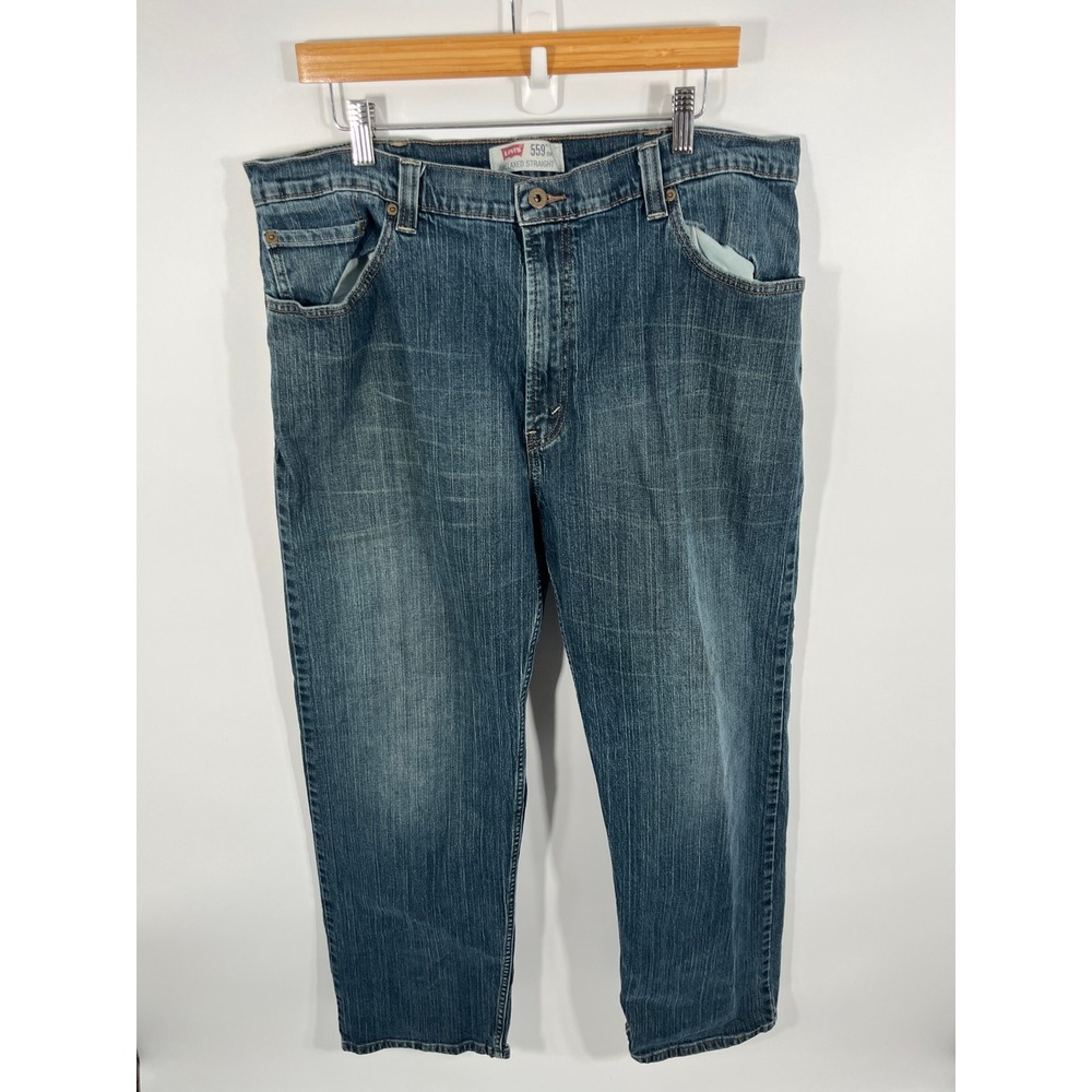 Levis 559 Relaxed Straight Jeans Mens 40x32 Blue Dark Wash Denim